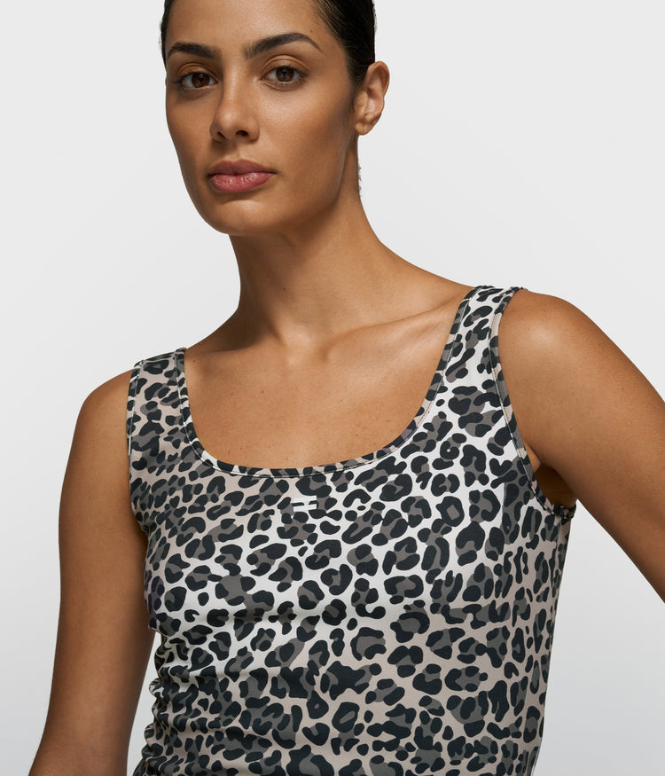 slimfit tanktop leopard | ecru