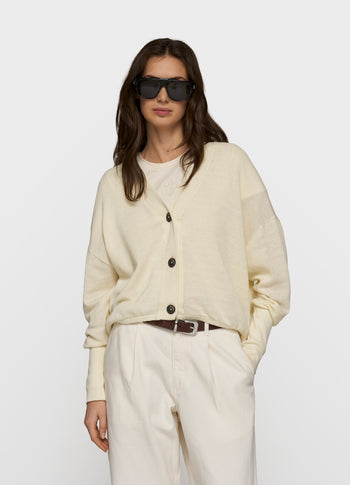 v-neck cardigan mesh | soft vanilla