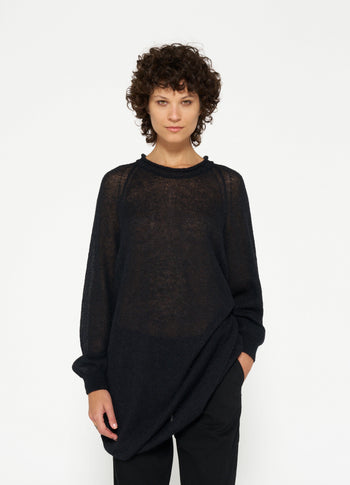 crew neck knit dress | black