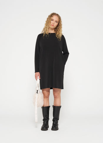 longsleeve midi dress scuba | black
