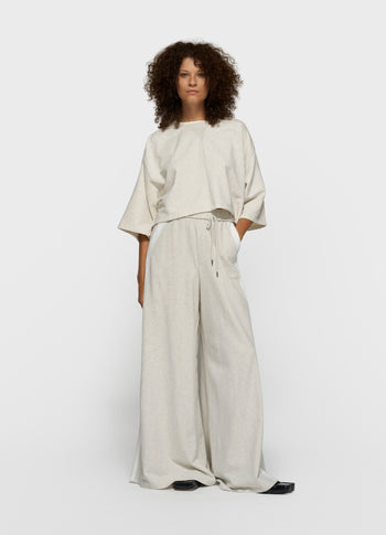 shoulder gathering tee | soft white melee