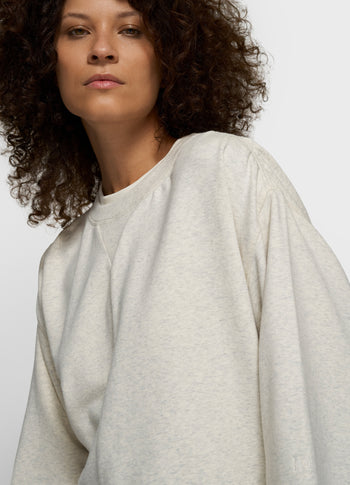 shoulder gathering tee | soft white melee