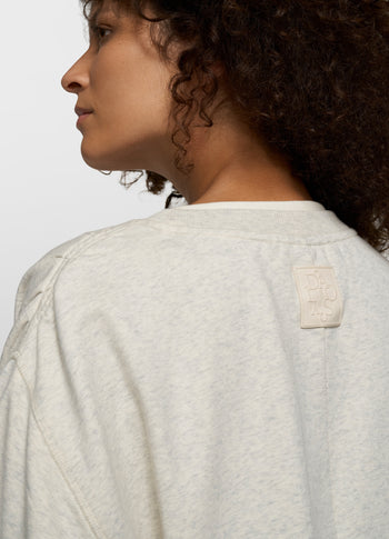 shoulder gathering tee | soft white melee