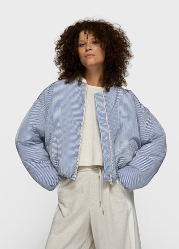 bomber jacket stripes | white/blue