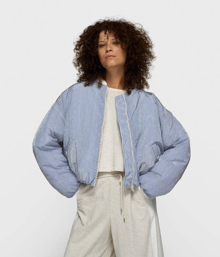 bomber jacket stripes | white/blue