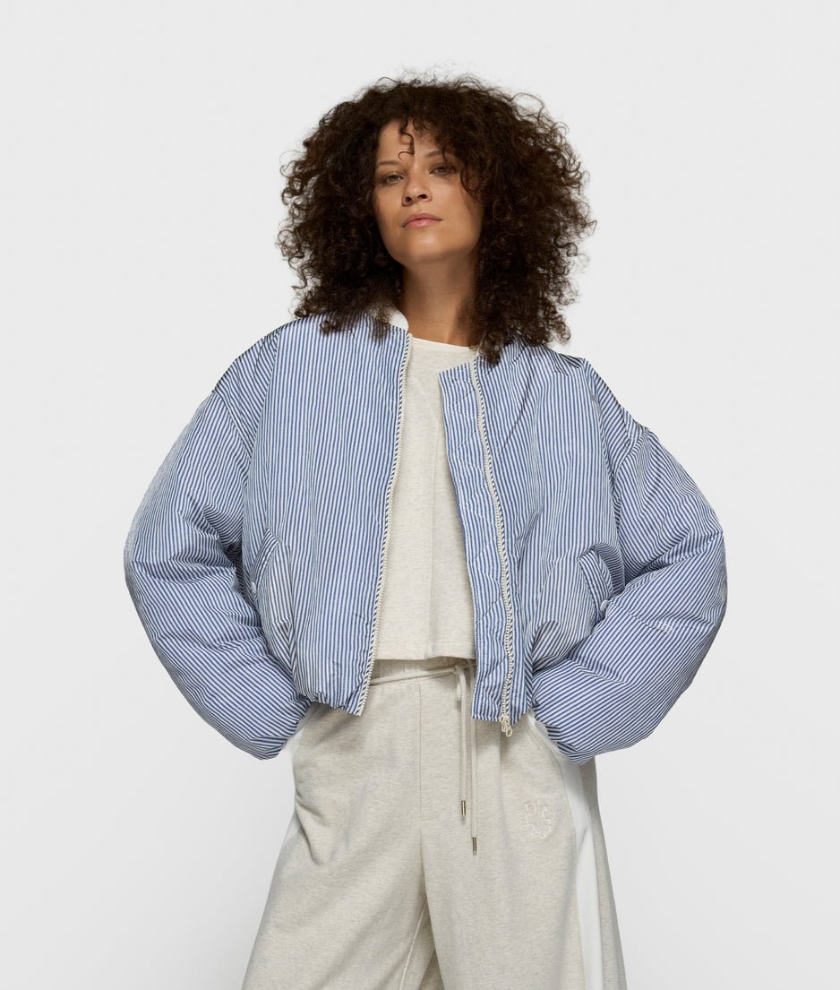 bomber jacket stripes | white/blue