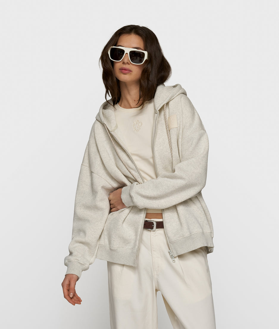 zip cardigan | soft white melee