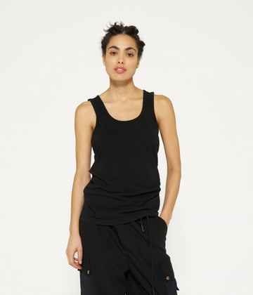 singlet linen cotton | black