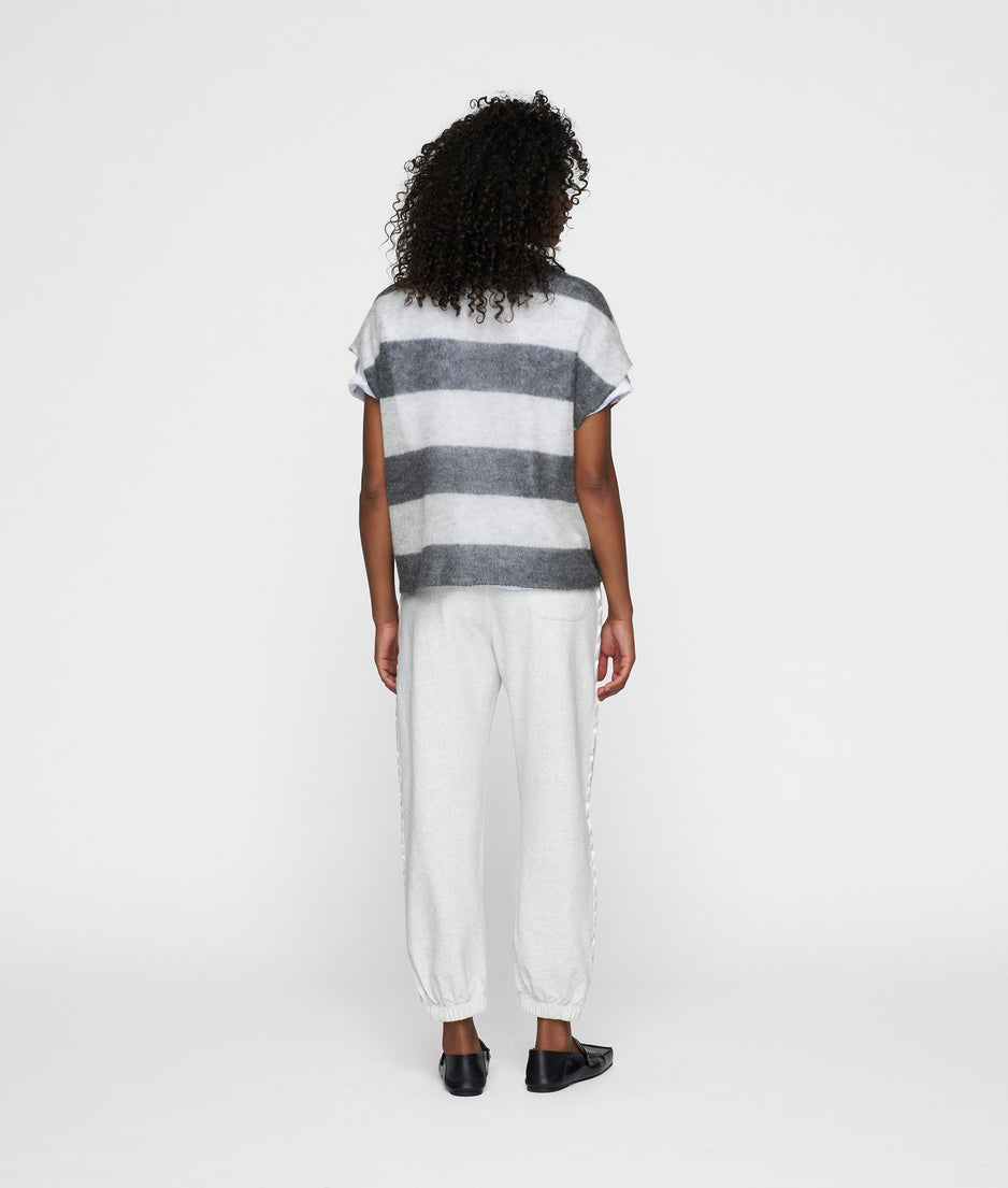 thin knit tee | antra melee/white grey melee