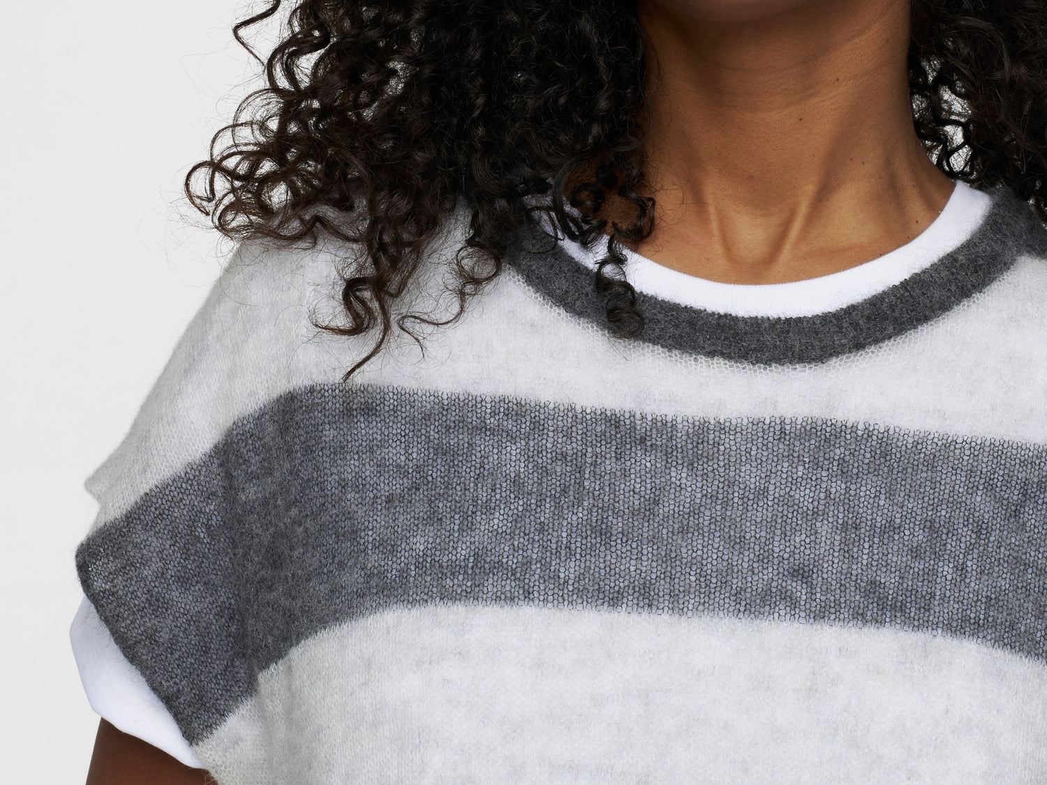 thin knit tee | antra melee/white grey melee