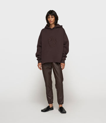 soft PU cropped jogger | deep wine