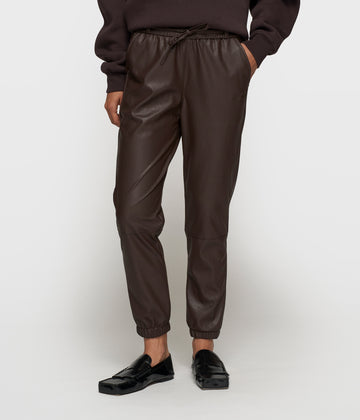 soft PU cropped jogger | deep wine