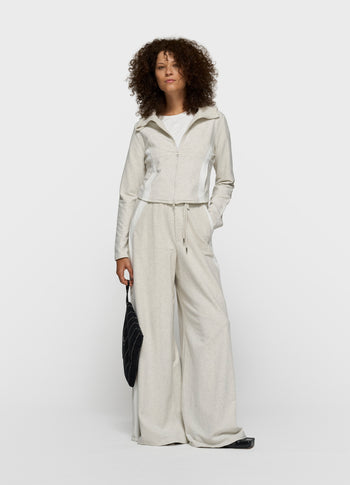 slim zip hoodie | soft white melee