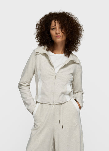 slim zip hoodie | soft white melee