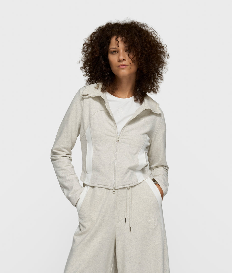 slim zip hoodie | soft white melee