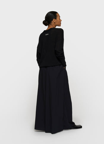 wide pants poplin | black