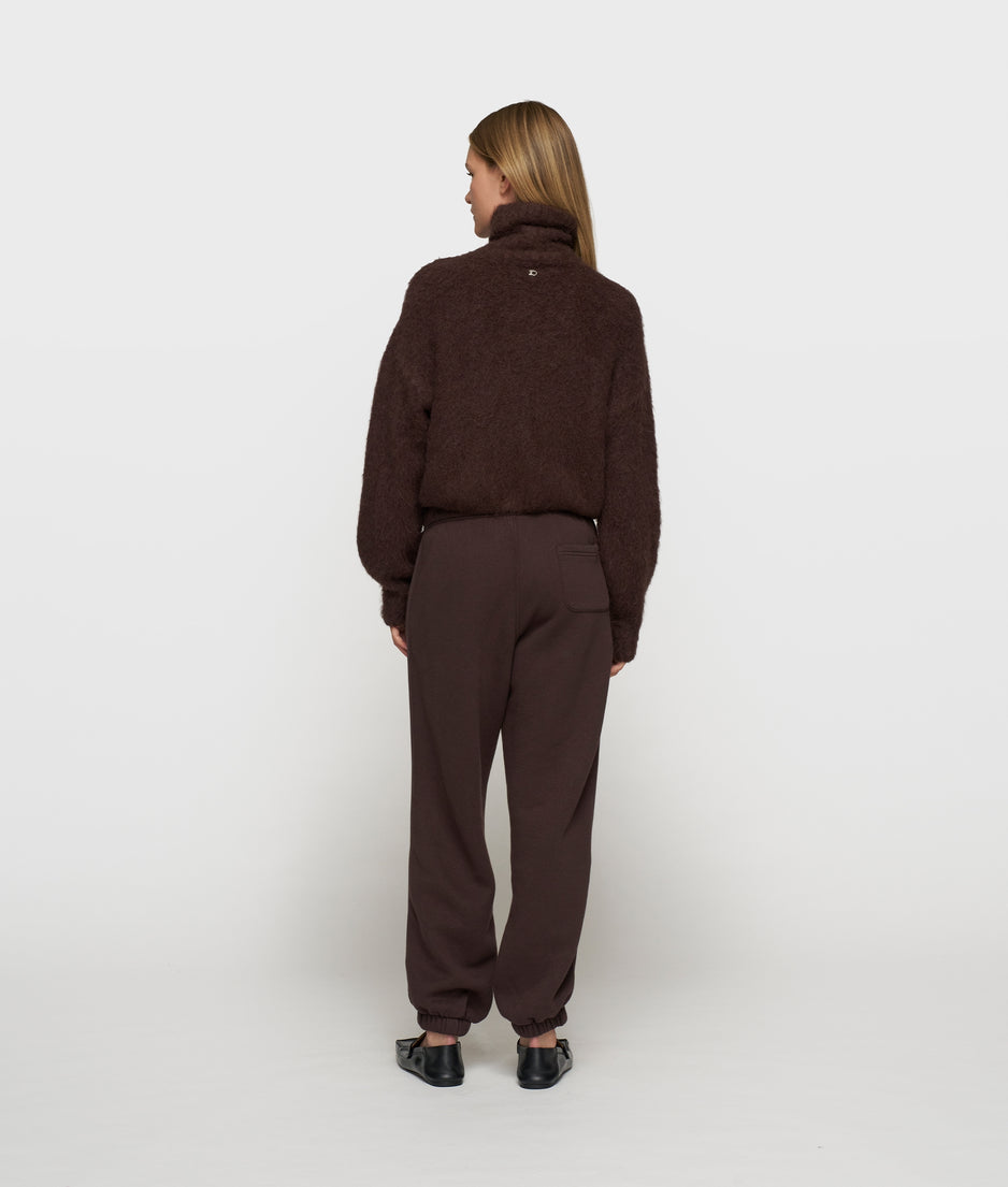 cropped knit turtleneck | deep wine