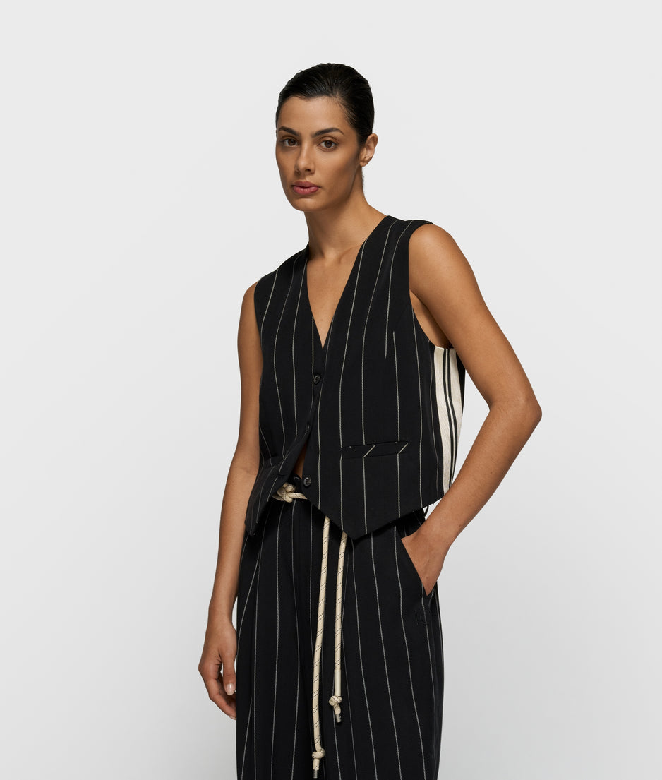 gilet pinstripe | black