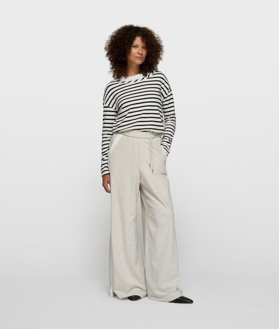 long sleeve tee stripes | ecru/black