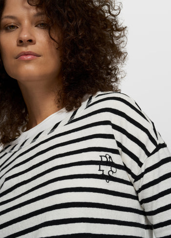 long sleeve tee stripes | ecru/black