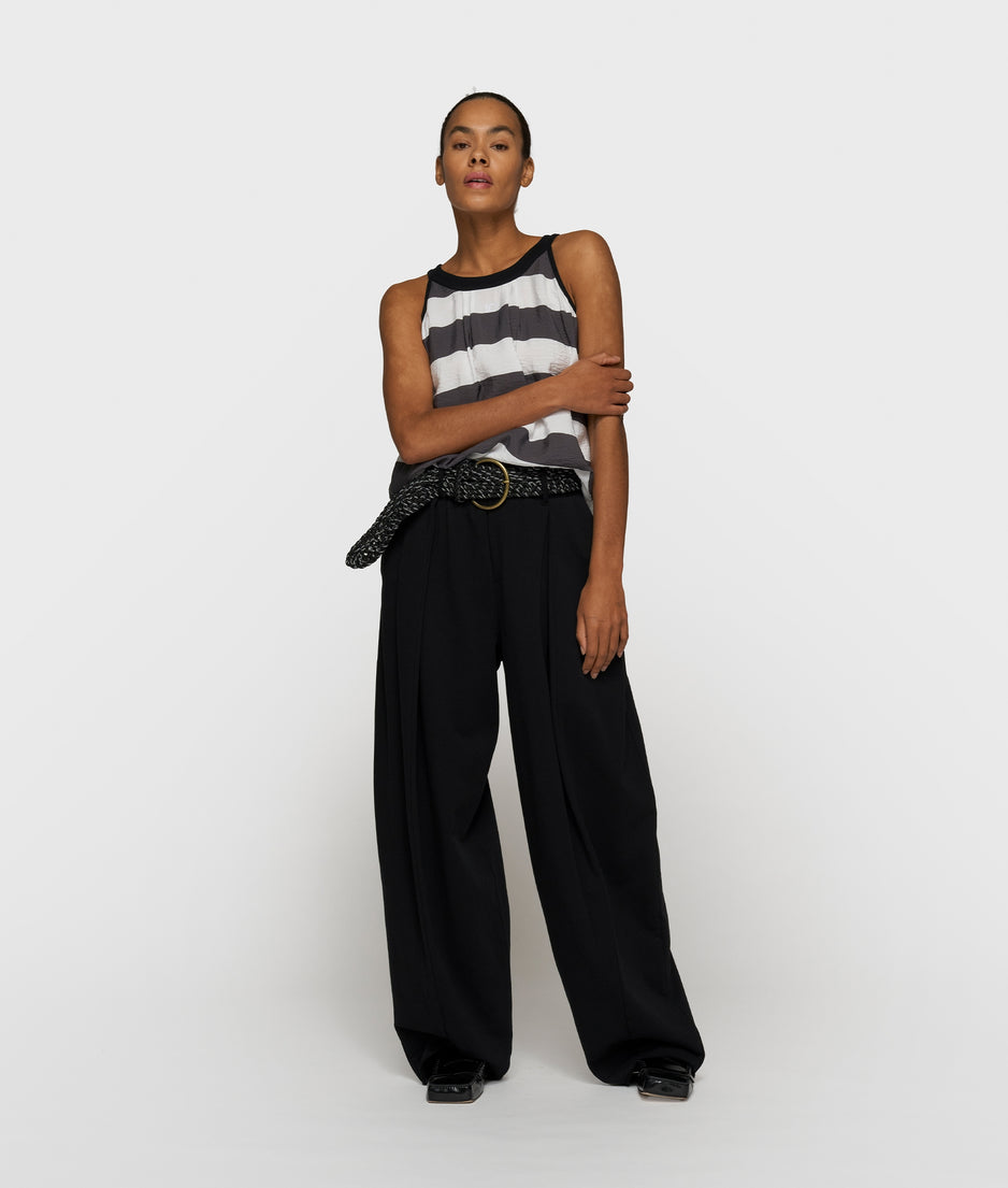 halter top stripes | white/brownish grey