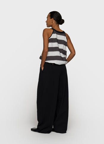 halter top stripes | white/brownish grey