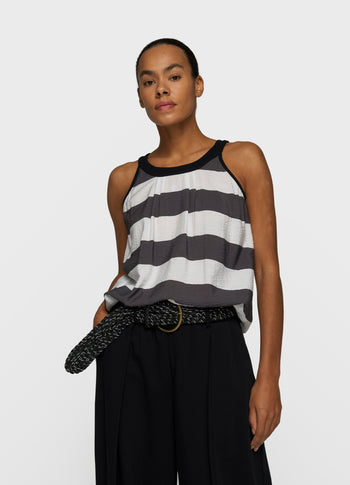 halter top stripes | white/brownish grey
