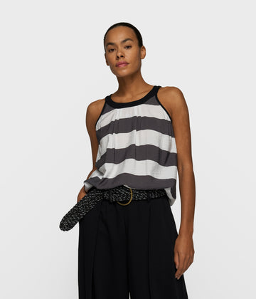 halter top stripes | white/brownish grey
