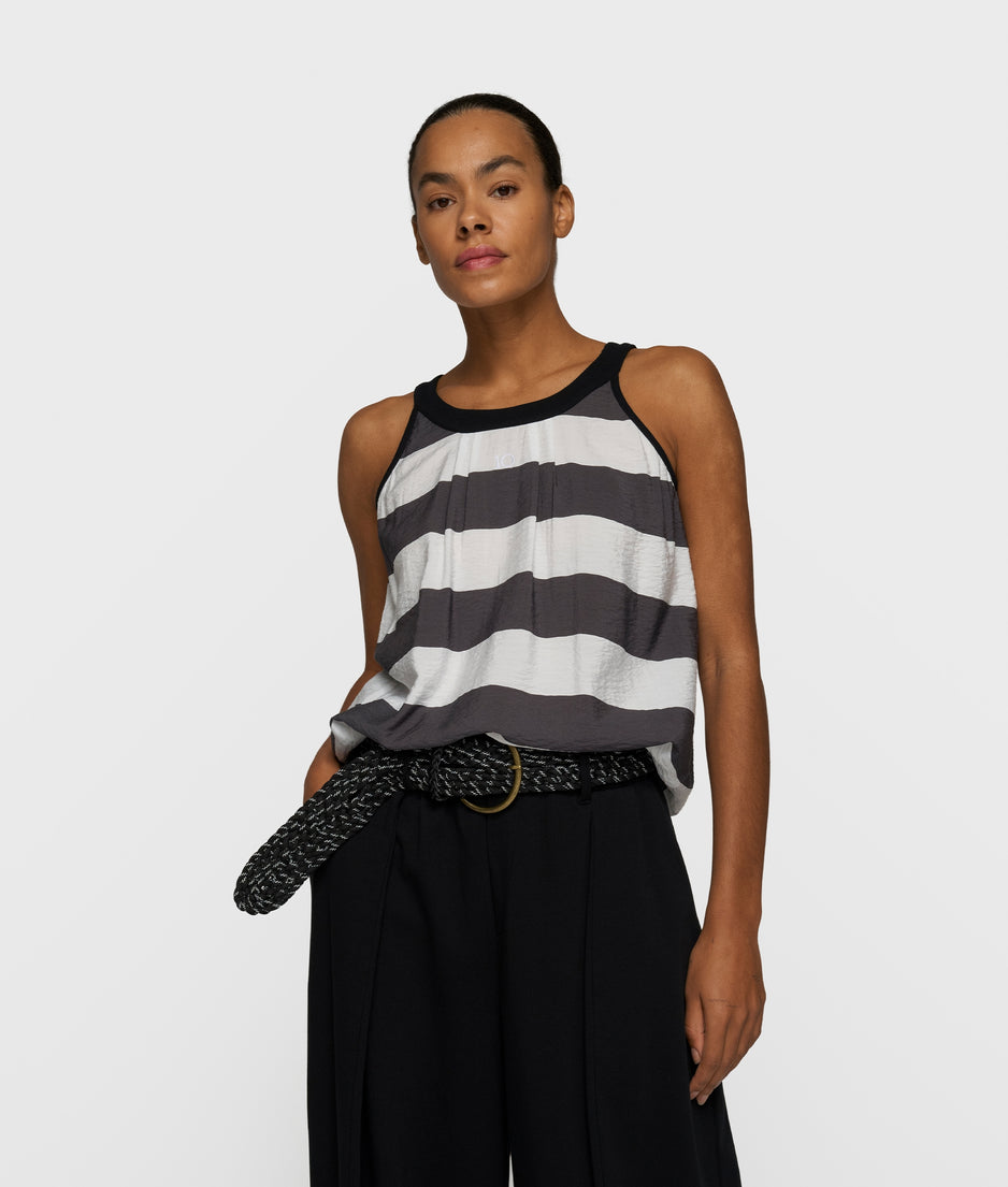 halter top stripes | white/brownish grey