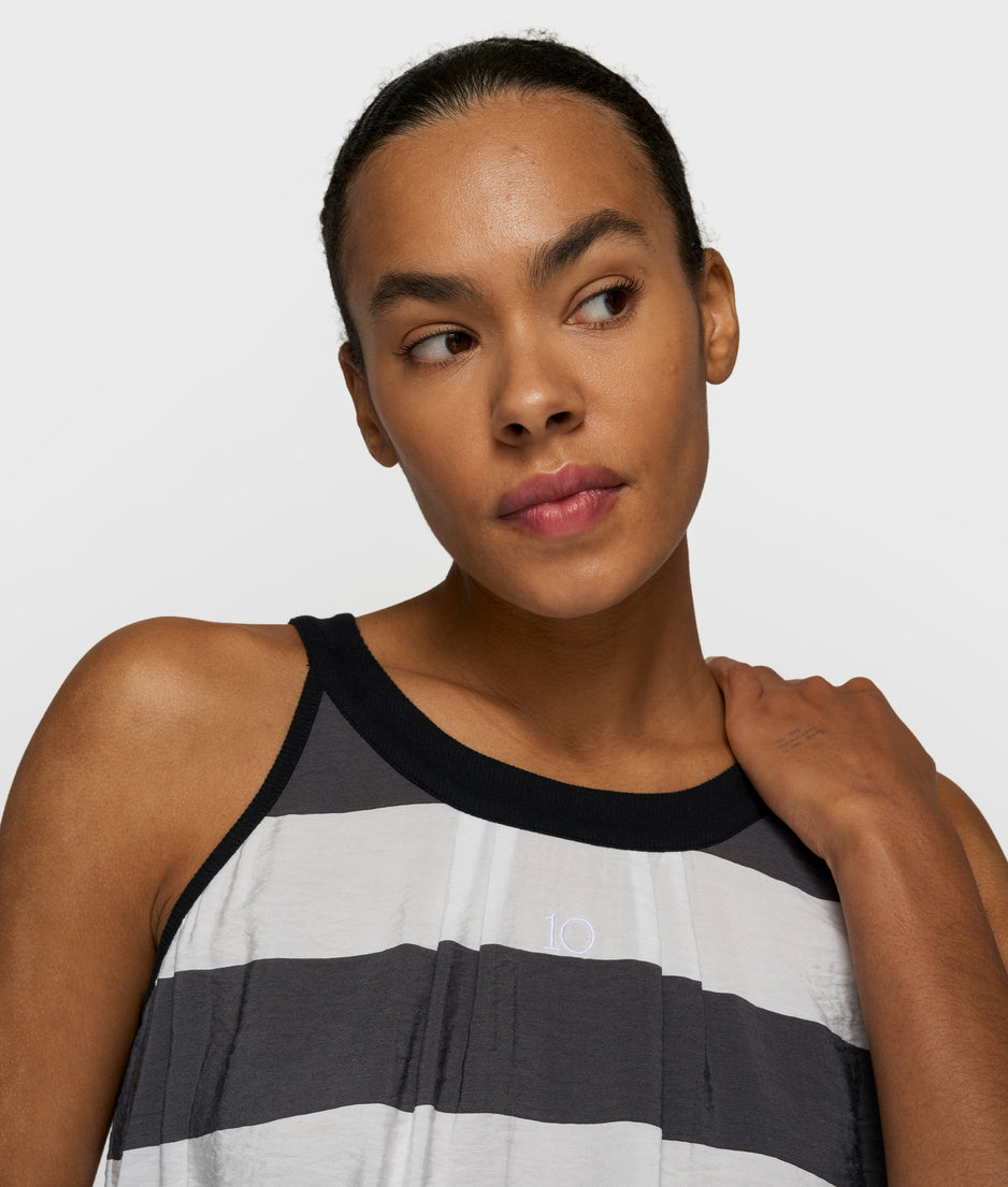 halter top stripes | white/brownish grey