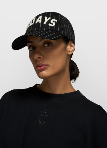 cotton cap logo stripes | black