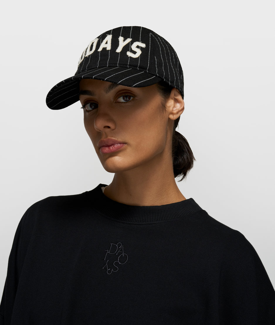 cotton cap logo stripes | black