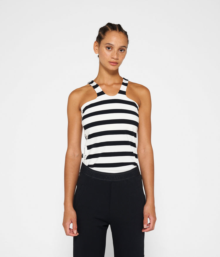 sporty wrapper stripes | ecru/black