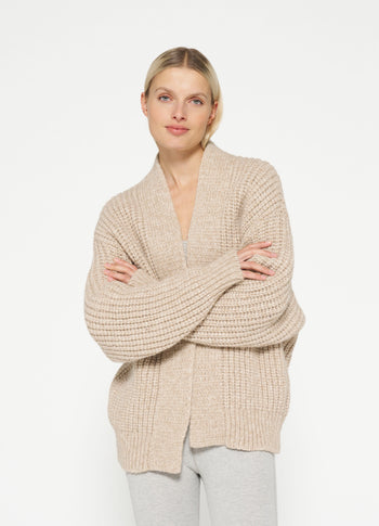 chunky knit cardigan | sepia melee