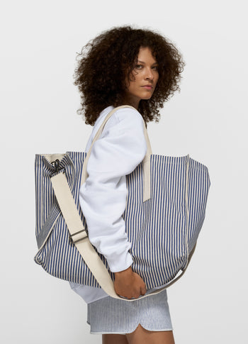 canvas shopper stripes | white/blue