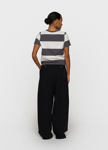 petite tee stripes | white/brownish grey