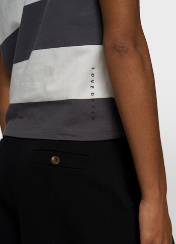petite tee stripes | white/brownish grey