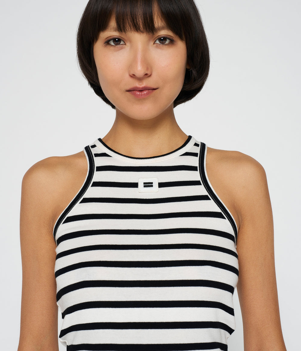 tank top rib stripe | ecru/black