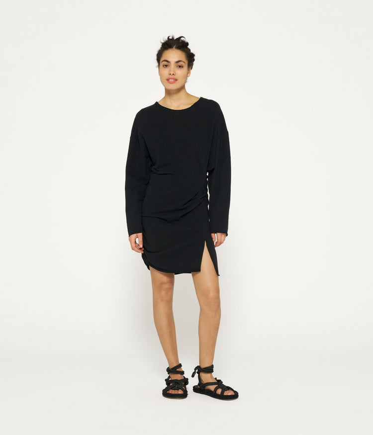 longsleeve mini dress fleece | black