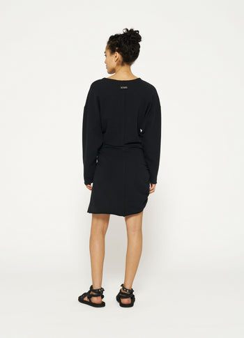 longsleeve mini dress fleece | black