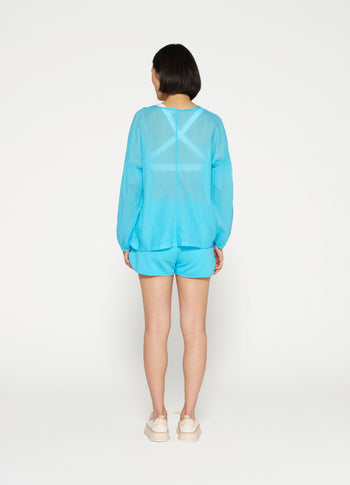 balloon sleeve blouse | laguna blue