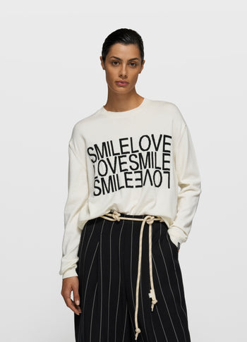 smile love knit sweater | ecru