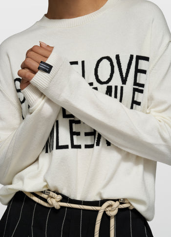 smile love knit sweater | ecru