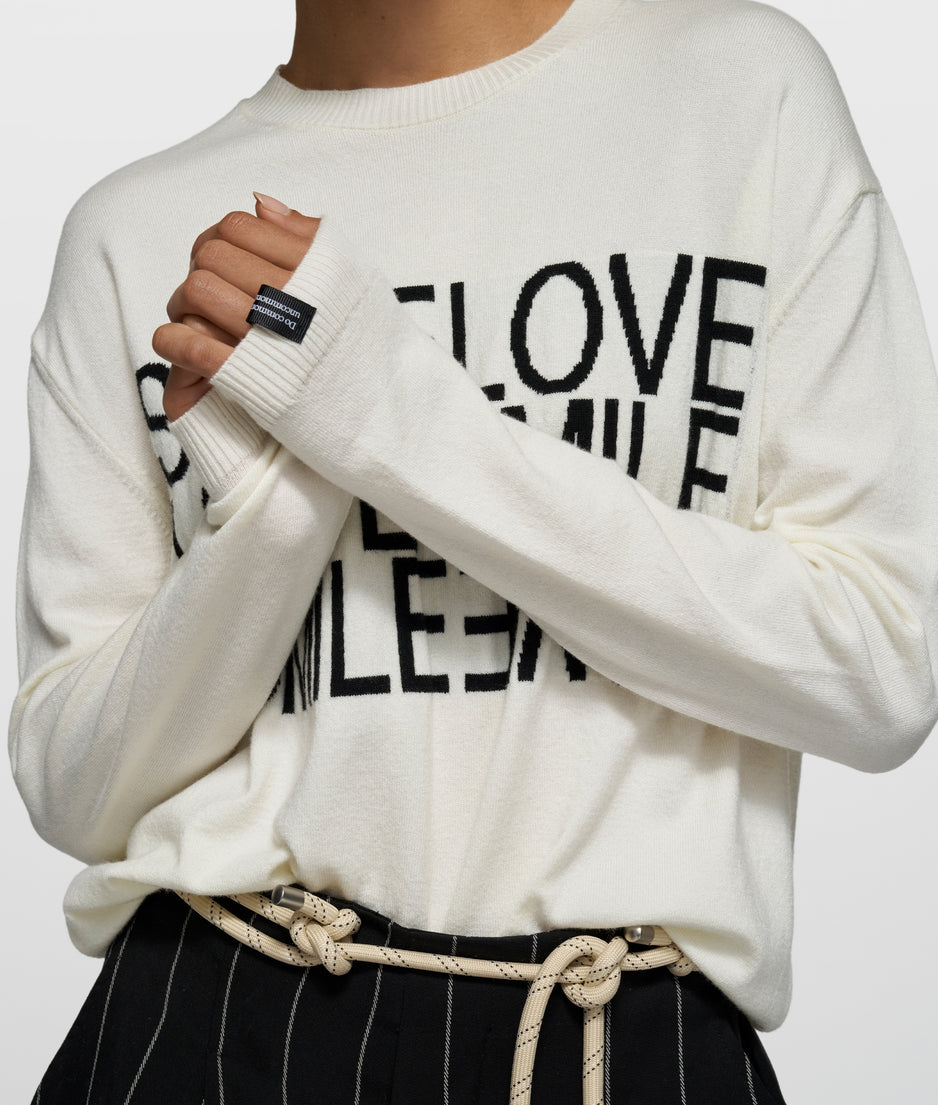smile love knit sweater | ecru