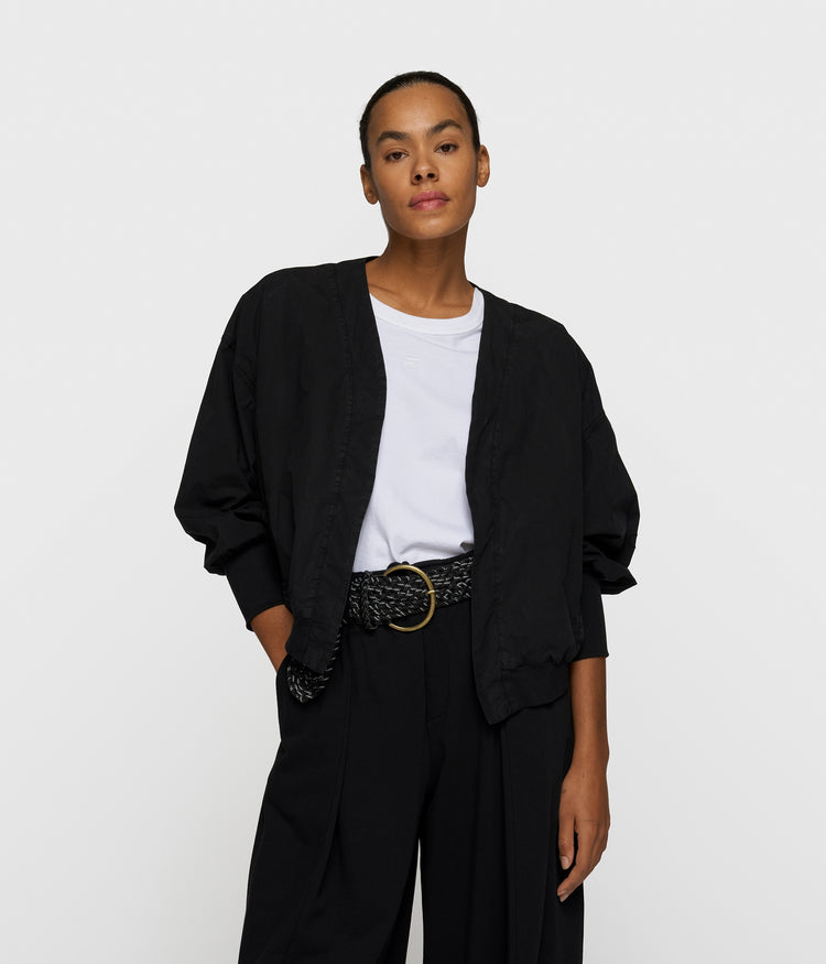 poplin bomber | black