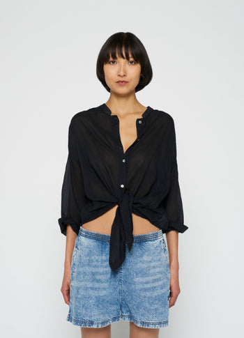 cropped knot blouse | black