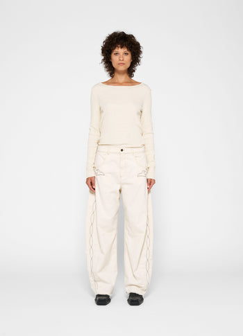 soft rib boatneck tee | cream