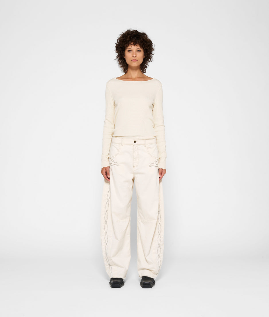 soft rib boatneck tee | cream