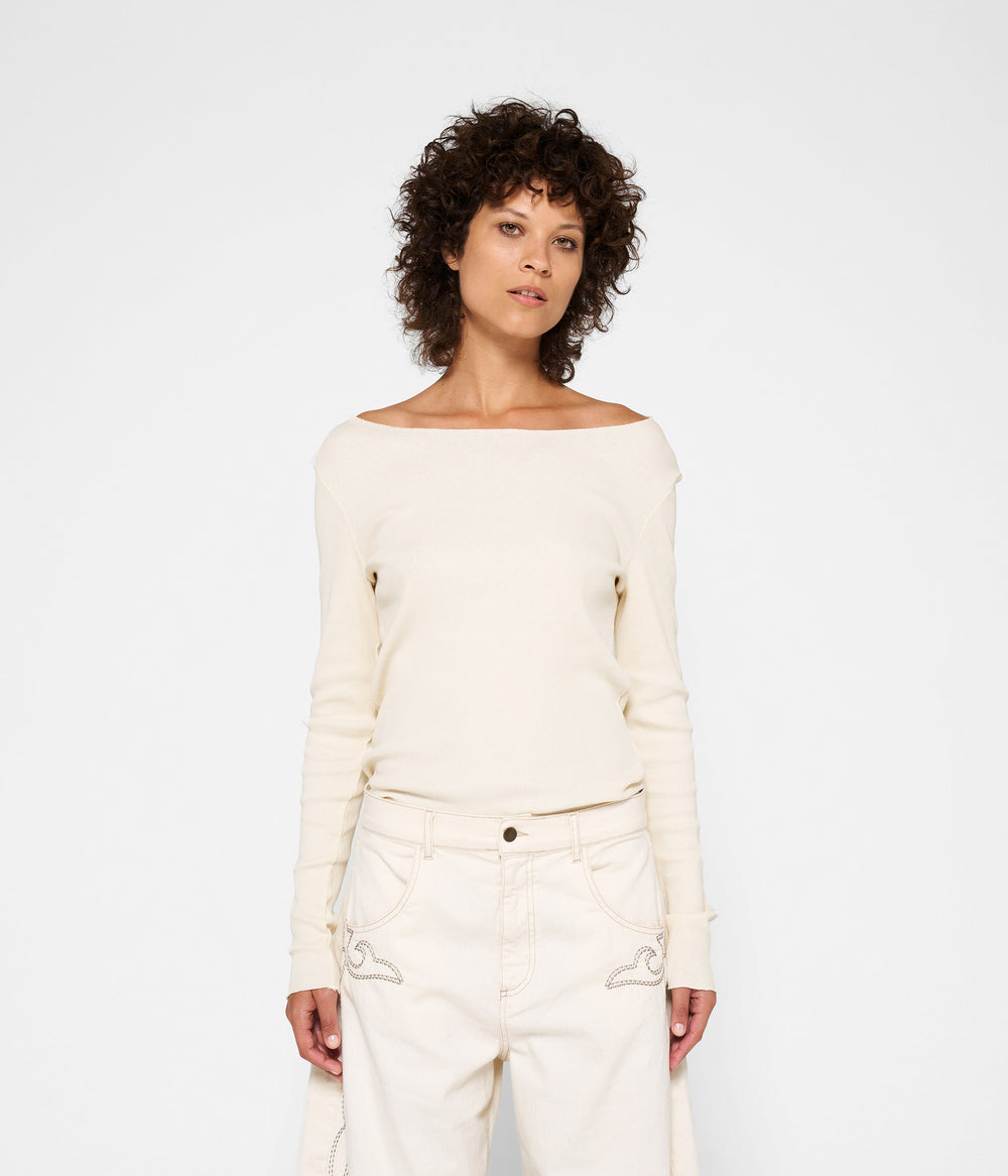 soft rib boatneck tee | cream