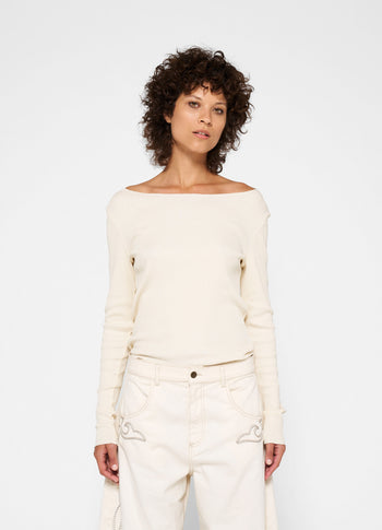 soft rib boatneck tee | cream